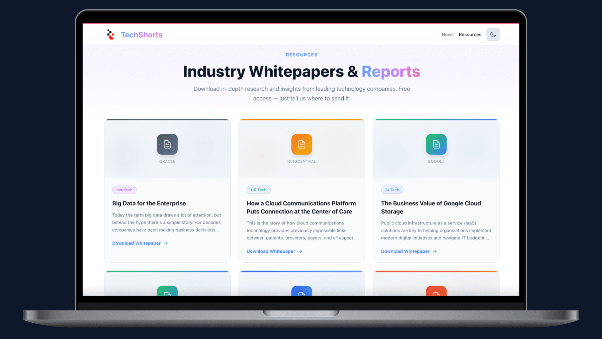 TechShorts resources page — whitepaper downloads